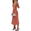 image:imageLYANER Womens Satin Spaghetti Straps Cowl Neck Sexy Ruch Cocktail Midi DressesMecca Orange