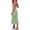 image:imageLYANER Womens Satin Spaghetti Straps Cowl Neck Sexy Ruch Cocktail Midi DressesMint Green