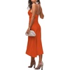 image:imageLYANER Womens Satin Spaghetti Straps Cowl Neck Sexy Ruch Cocktail Midi DressesOrange Red