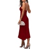 image:imageLYANER Womens Satin Spaghetti Straps Cowl Neck Sexy Ruch Cocktail Midi DressesWine Red