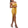 image:imageLYANER Womens Satin Spaghetti Straps Cowl Neck Sexy Ruch Cocktail Midi DressesYellow