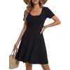 image:imageLYANER Womens Scoop Neck Short Sleeve Skater Dress Casual Ruffle A Line Fit and Flare Mini DressesBlack