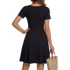 image:imageLYANER Womens Scoop Neck Short Sleeve Skater Dress Casual Ruffle A Line Fit and Flare Mini DressesBlack