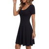 image:imageLYANER Womens Scoop Neck Short Sleeve Skater Dress Casual Ruffle A Line Fit and Flare Mini DressesBlack