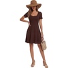 image:imageLYANER Womens Scoop Neck Short Sleeve Skater Dress Casual Ruffle A Line Fit and Flare Mini DressesBrown