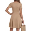 image:imageLYANER Womens Scoop Neck Short Sleeve Skater Dress Casual Ruffle A Line Fit and Flare Mini DressesKhaki