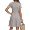 image:imageLYANER Womens Scoop Neck Short Sleeve Skater Dress Casual Ruffle A Line Fit and Flare Mini DressesLight Gray
