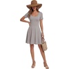 image:imageLYANER Womens Scoop Neck Short Sleeve Skater Dress Casual Ruffle A Line Fit and Flare Mini DressesLight Gray