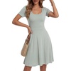 image:imageLYANER Womens Scoop Neck Short Sleeve Skater Dress Casual Ruffle A Line Fit and Flare Mini DressesLight Green
