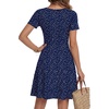 image:imageLYANER Womens Scoop Neck Short Sleeve Skater Dress Casual Ruffle A Line Fit and Flare Mini DressesNavy Blue