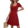 image:imageLYANER Womens Scoop Neck Short Sleeve Skater Dress Casual Ruffle A Line Fit and Flare Mini DressesRed