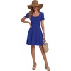 image:imageLYANER Womens Scoop Neck Short Sleeve Skater Dress Casual Ruffle A Line Fit and Flare Mini DressesRoyal Blue