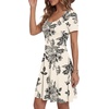image:imageLYANER Womens Scoop Neck Short Sleeve Skater Dress Casual Ruffle A Line Fit and Flare Mini DressesWhite