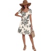image:imageLYANER Womens Scoop Neck Short Sleeve Skater Dress Casual Ruffle A Line Fit and Flare Mini DressesWhite