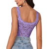 image:imageLYANER Womens Sexy Floral Lace Tops Scallop Strap Sleeveless See Through Sheer Tank Top Cami ShirtAsh Purple