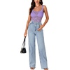 image:imageLYANER Womens Sexy Floral Lace Tops Scallop Strap Sleeveless See Through Sheer Tank Top Cami ShirtAsh Purple