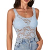image:imageLYANER Womens Sexy Floral Lace Tops Scallop Strap Sleeveless See Through Sheer Tank Top Cami ShirtAzure