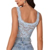 image:imageLYANER Womens Sexy Floral Lace Tops Scallop Strap Sleeveless See Through Sheer Tank Top Cami ShirtAzure