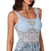 image:imageLYANER Womens Sexy Floral Lace Tops Scallop Strap Sleeveless See Through Sheer Tank Top Cami ShirtAzure