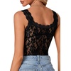 image:imageLYANER Womens Sexy Floral Lace Tops Scallop Strap Sleeveless See Through Sheer Tank Top Cami ShirtBlack