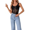 image:imageLYANER Womens Sexy Floral Lace Tops Scallop Strap Sleeveless See Through Sheer Tank Top Cami ShirtBlack