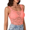 image:imageLYANER Womens Sexy Floral Lace Tops Scallop Strap Sleeveless See Through Sheer Tank Top Cami ShirtCoral Pink