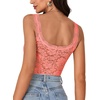 image:imageLYANER Womens Sexy Floral Lace Tops Scallop Strap Sleeveless See Through Sheer Tank Top Cami ShirtCoral Pink
