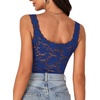 image:imageLYANER Womens Sexy Floral Lace Tops Scallop Strap Sleeveless See Through Sheer Tank Top Cami ShirtDark Blue