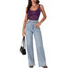 image:imageLYANER Womens Sexy Floral Lace Tops Scallop Strap Sleeveless See Through Sheer Tank Top Cami ShirtDark Purple