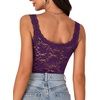 image:imageLYANER Womens Sexy Floral Lace Tops Scallop Strap Sleeveless See Through Sheer Tank Top Cami ShirtDark Purple