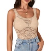 image:imageLYANER Womens Sexy Floral Lace Tops Scallop Strap Sleeveless See Through Sheer Tank Top Cami ShirtDeep Apricot