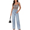 image:imageLYANER Womens Sexy Floral Lace Tops Scallop Strap Sleeveless See Through Sheer Tank Top Cami ShirtGrey
