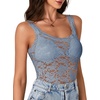 image:imageLYANER Womens Sexy Floral Lace Tops Scallop Strap Sleeveless See Through Sheer Tank Top Cami ShirtHaze Blue
