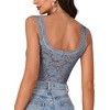 image:imageLYANER Womens Sexy Floral Lace Tops Scallop Strap Sleeveless See Through Sheer Tank Top Cami ShirtHaze Blue