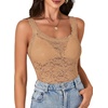 image:imageLYANER Womens Sexy Floral Lace Tops Scallop Strap Sleeveless See Through Sheer Tank Top Cami ShirtKhaki