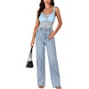 image:imageLYANER Womens Sexy Floral Lace Tops Scallop Strap Sleeveless See Through Sheer Tank Top Cami ShirtLight Blue