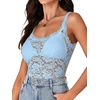 image:imageLYANER Womens Sexy Floral Lace Tops Scallop Strap Sleeveless See Through Sheer Tank Top Cami ShirtLight Blue