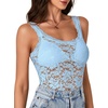 image:imageLYANER Womens Sexy Floral Lace Tops Scallop Strap Sleeveless See Through Sheer Tank Top Cami ShirtLight Blue