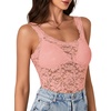 image:imageLYANER Womens Sexy Floral Lace Tops Scallop Strap Sleeveless See Through Sheer Tank Top Cami ShirtLight Pink