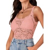 image:imageLYANER Womens Sexy Floral Lace Tops Scallop Strap Sleeveless See Through Sheer Tank Top Cami ShirtLight Pink