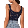 image:imageLYANER Womens Sexy Floral Lace Tops Scallop Strap Sleeveless See Through Sheer Tank Top Cami ShirtNavy Blue