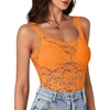 image:imageLYANER Womens Sexy Floral Lace Tops Scallop Strap Sleeveless See Through Sheer Tank Top Cami ShirtOrange