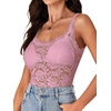 image:imageLYANER Womens Sexy Floral Lace Tops Scallop Strap Sleeveless See Through Sheer Tank Top Cami ShirtPink