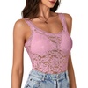 image:imageLYANER Womens Sexy Floral Lace Tops Scallop Strap Sleeveless See Through Sheer Tank Top Cami ShirtPink