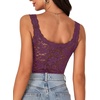 image:imageLYANER Womens Sexy Floral Lace Tops Scallop Strap Sleeveless See Through Sheer Tank Top Cami ShirtPlum Purple