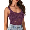 image:imageLYANER Womens Sexy Floral Lace Tops Scallop Strap Sleeveless See Through Sheer Tank Top Cami ShirtPlum Purple