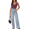 image:imageLYANER Womens Sexy Floral Lace Tops Scallop Strap Sleeveless See Through Sheer Tank Top Cami ShirtPlum Purple