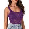 image:imageLYANER Womens Sexy Floral Lace Tops Scallop Strap Sleeveless See Through Sheer Tank Top Cami ShirtPurple