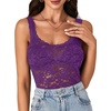 image:imageLYANER Womens Sexy Floral Lace Tops Scallop Strap Sleeveless See Through Sheer Tank Top Cami ShirtPurple