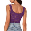 image:imageLYANER Womens Sexy Floral Lace Tops Scallop Strap Sleeveless See Through Sheer Tank Top Cami ShirtPurple
